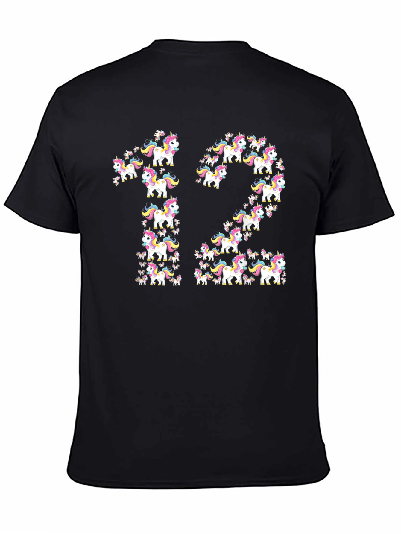 Unicorn 12th Birthday T-Shirt - Black