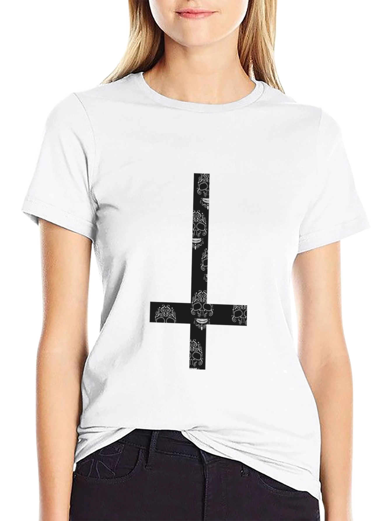 Skull Cross Graphic T-Shirt - Black