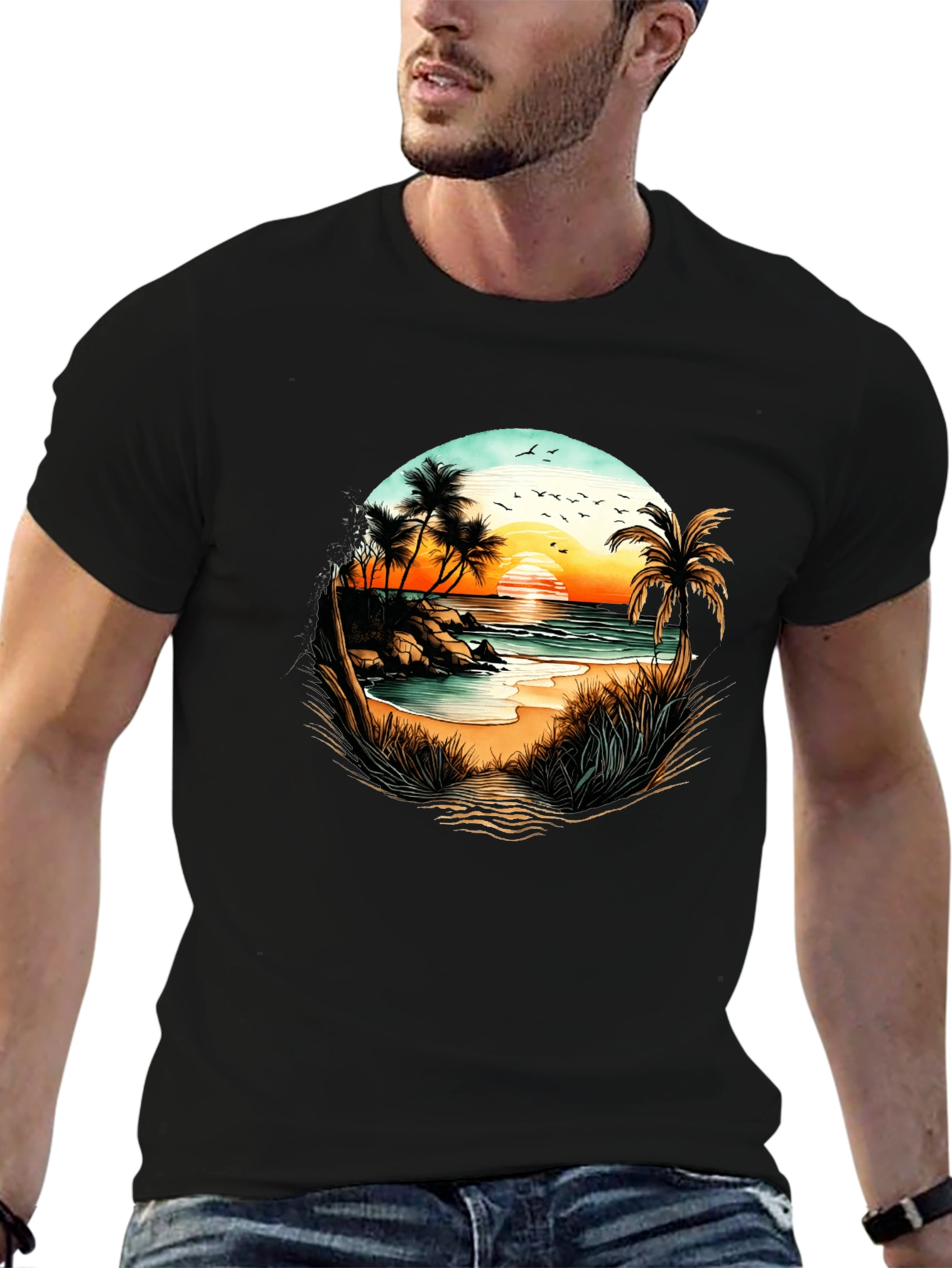 Sunset Beach Graphic Tee - Tropical Vibes