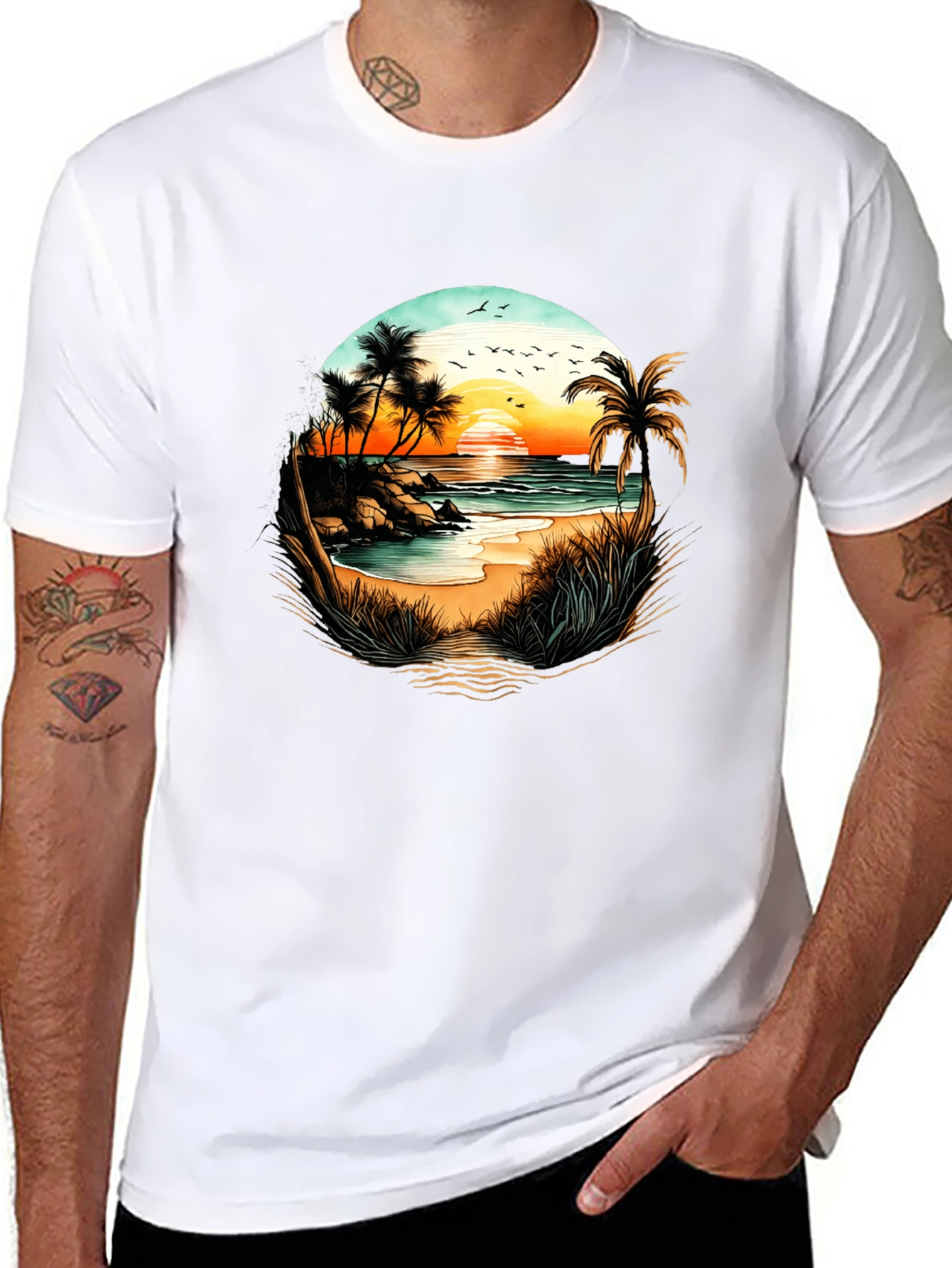 Sunset Beach Graphic Tee - Tropical Vibes
