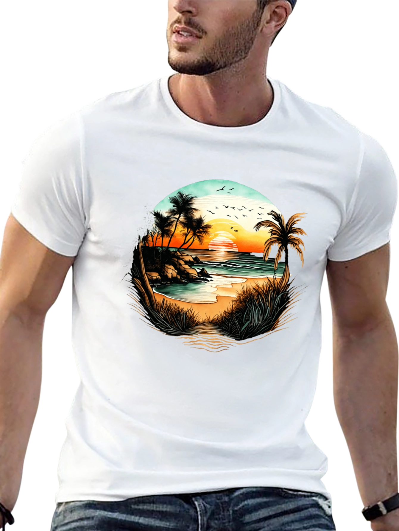 Sunset Beach Graphic Tee - Tropical Vibes