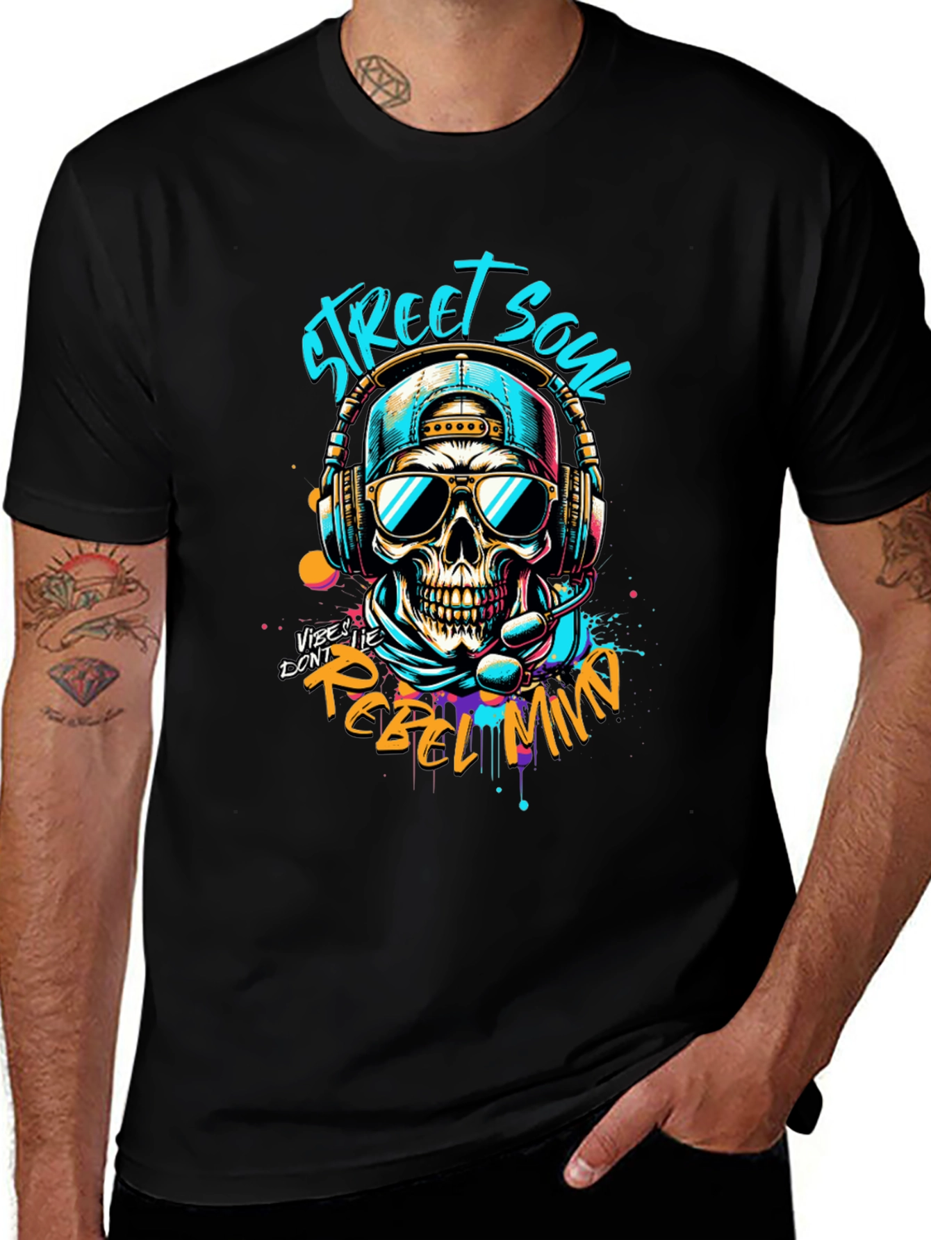 Street Soul Rebel Skull Graphic T-Shirt