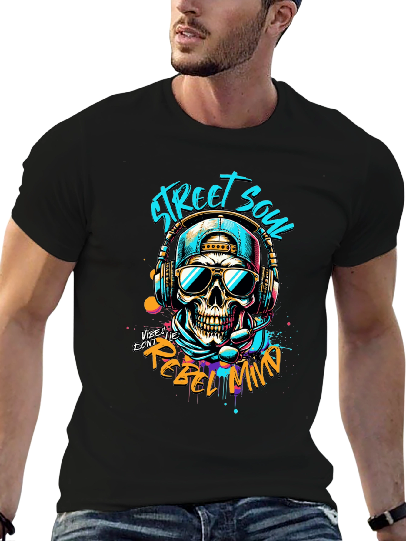 Street Soul Rebel Skull Graphic T-Shirt