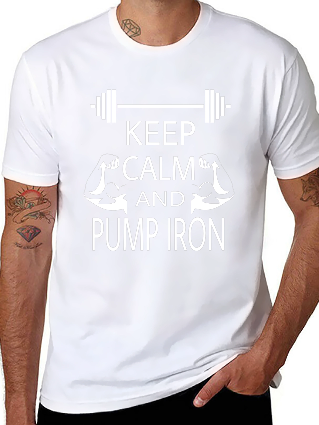Keep Calm Pump Iron Black T-Shirt