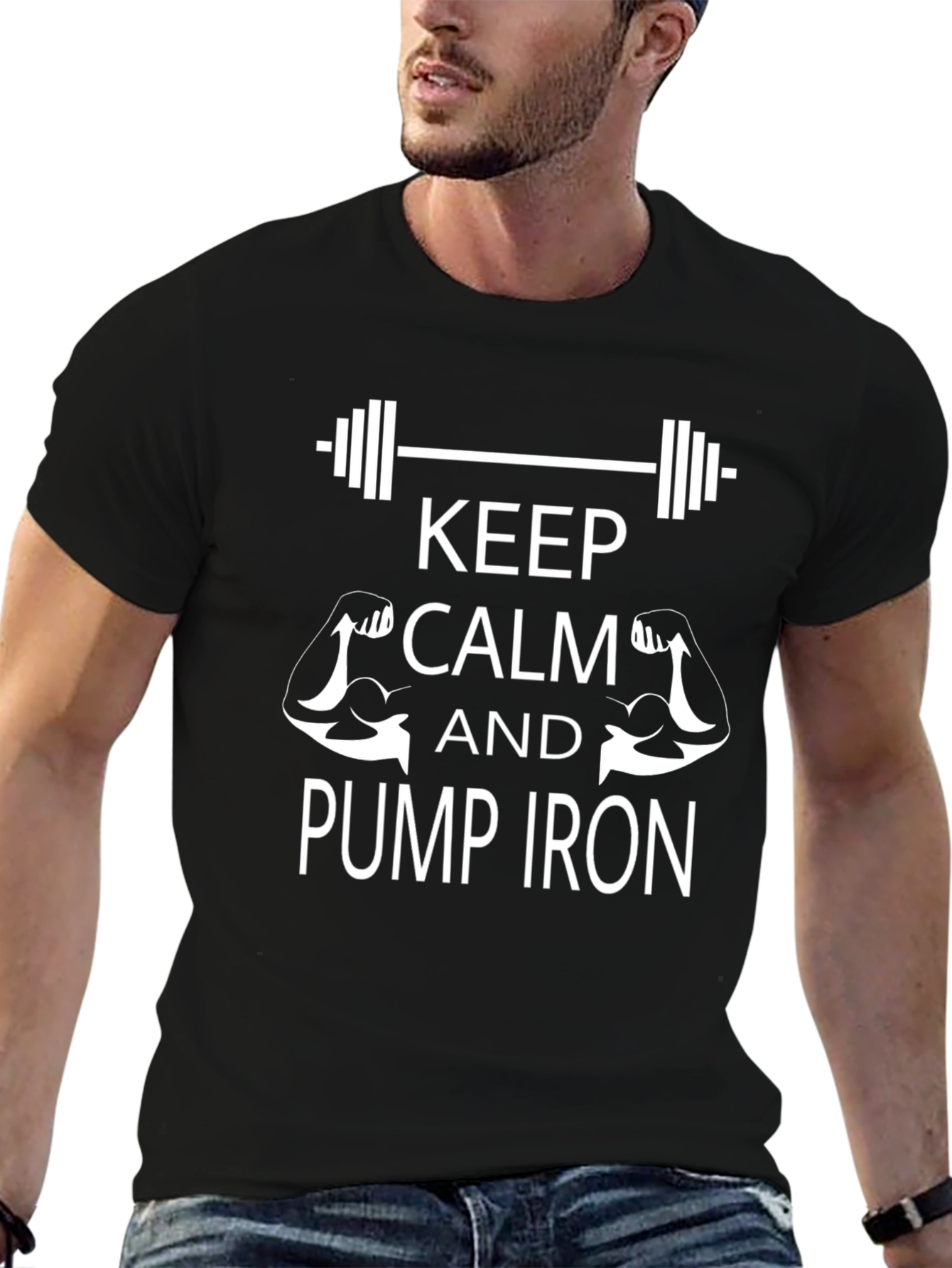 Keep Calm Pump Iron Black T-Shirt
