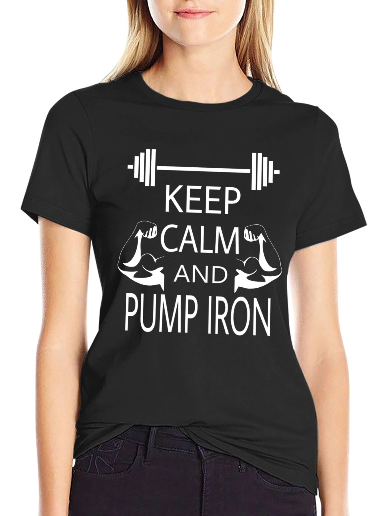 Keep Calm Pump Iron Black T-Shirt