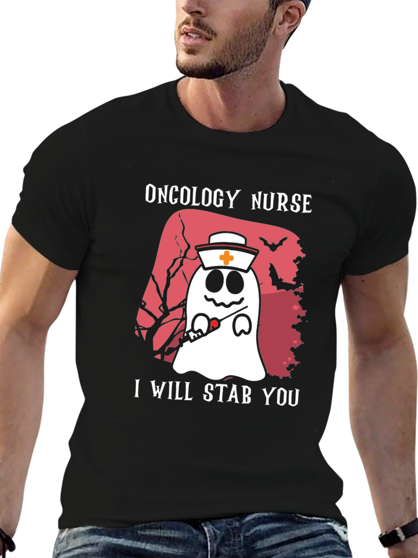 Oncology Nurse Ghost T-Shirt - I Will Stab You