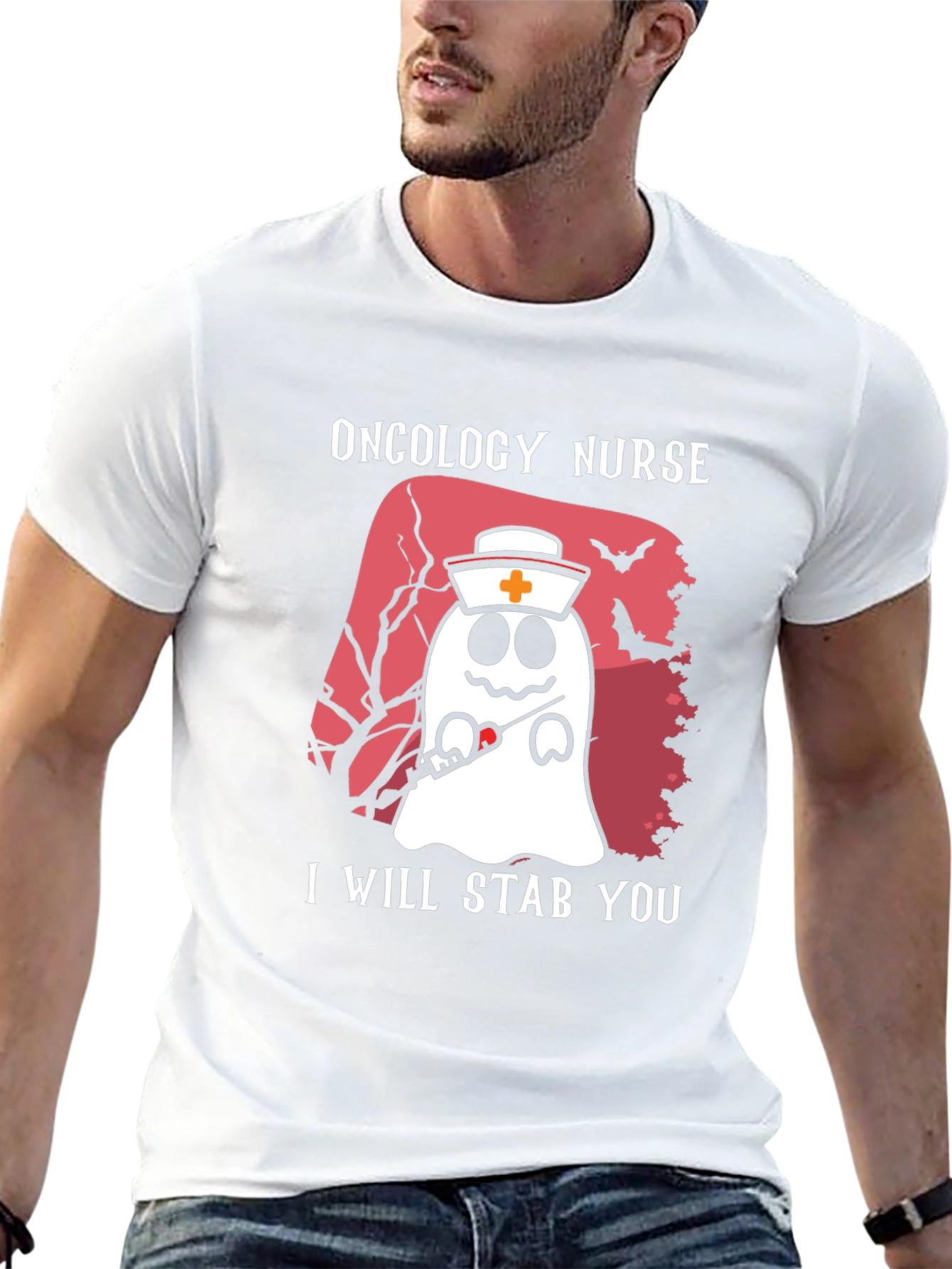 Oncology Nurse Ghost T-Shirt - I Will Stab You