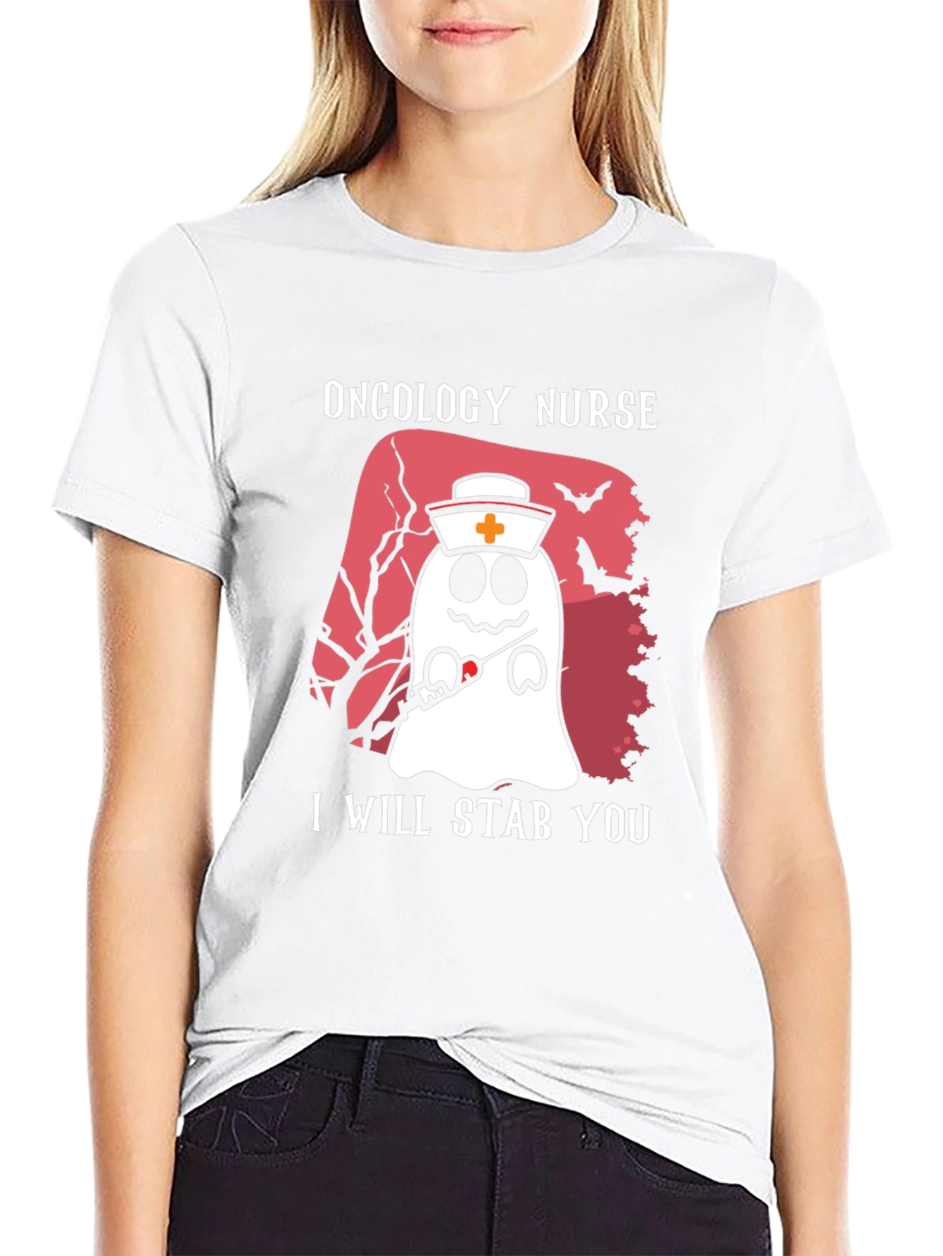 Oncology Nurse Ghost T-Shirt - I Will Stab You