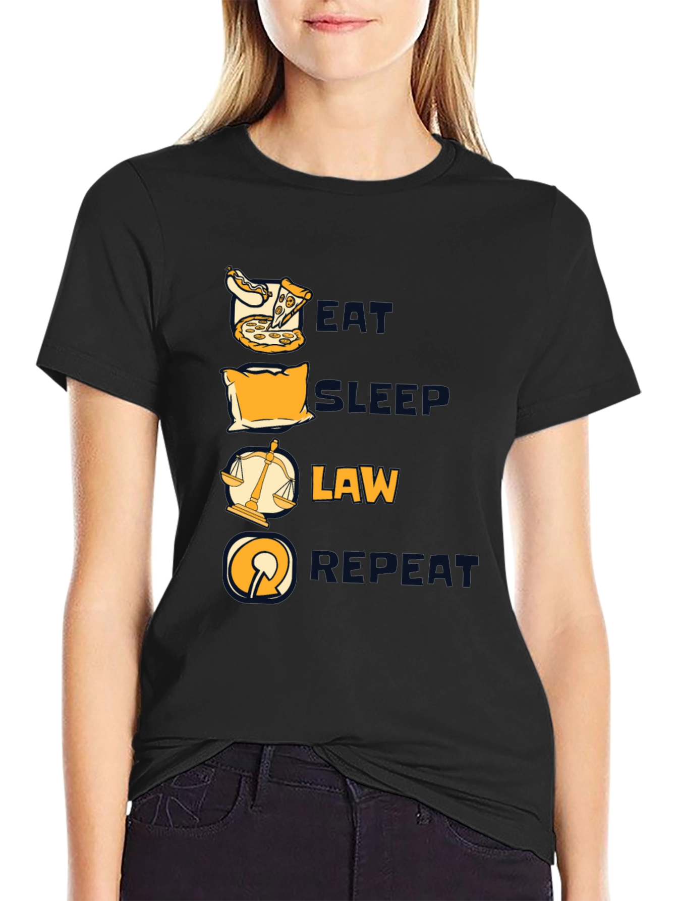 Eat Sleep Law Repeat Graphic T-Shirt