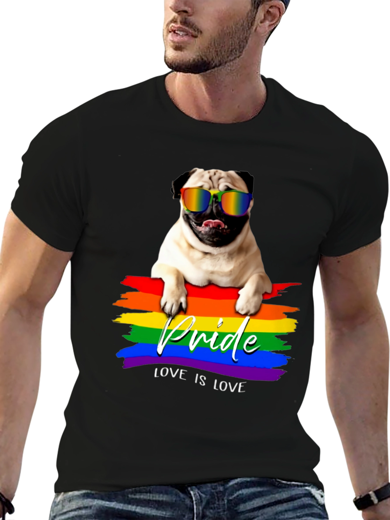 Pride Pug T-Shirt - Love is Love