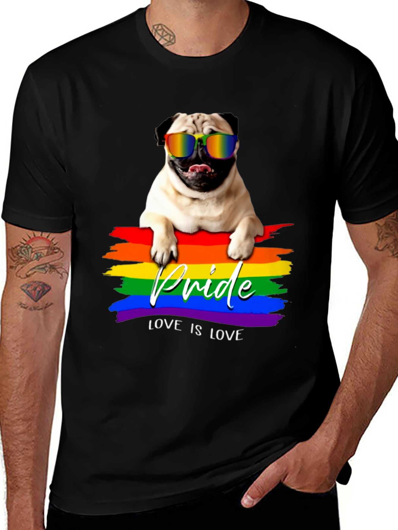 Pride Pug T-Shirt - Love is Love