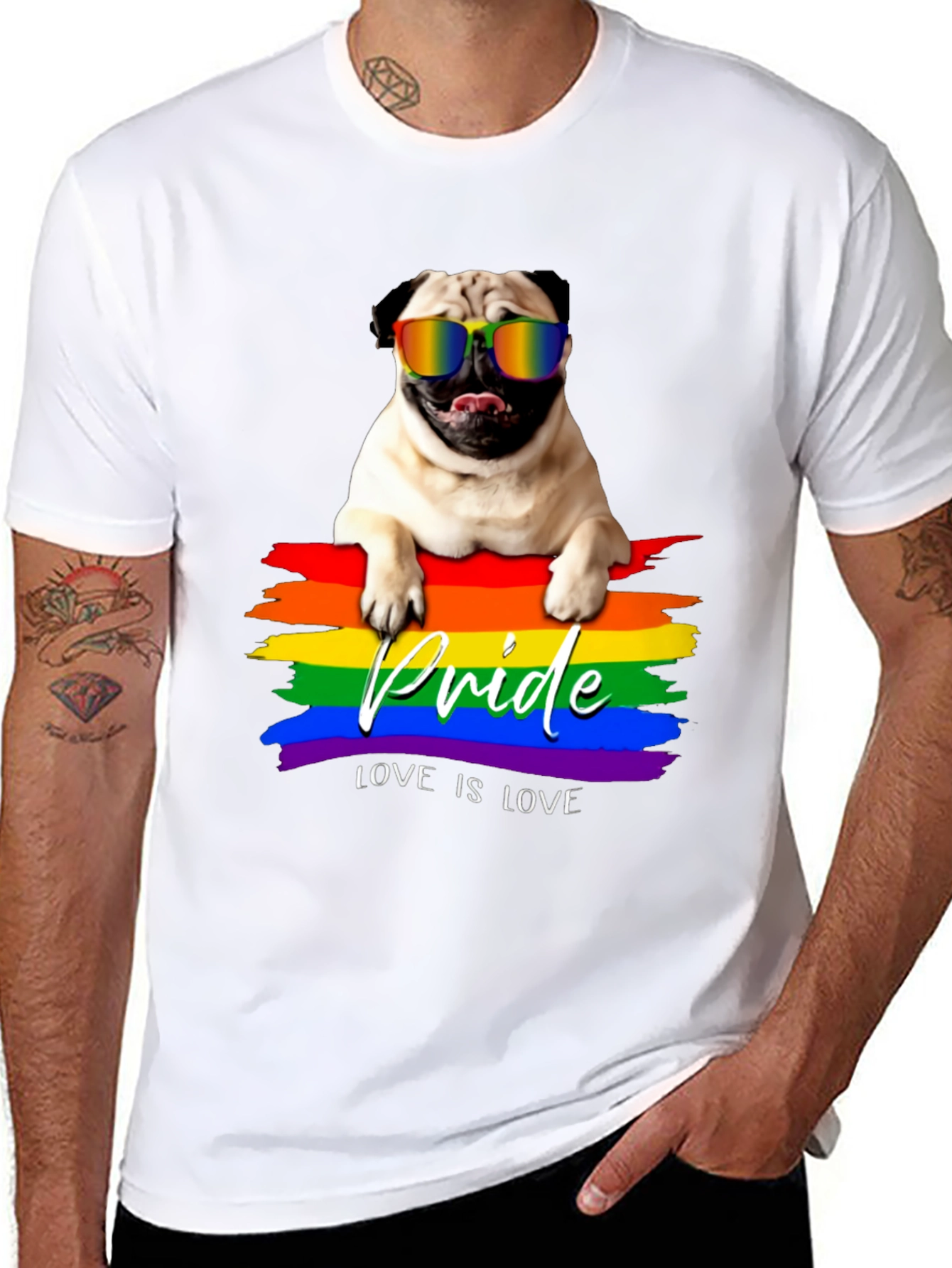 Pride Pug T-Shirt - Love is Love