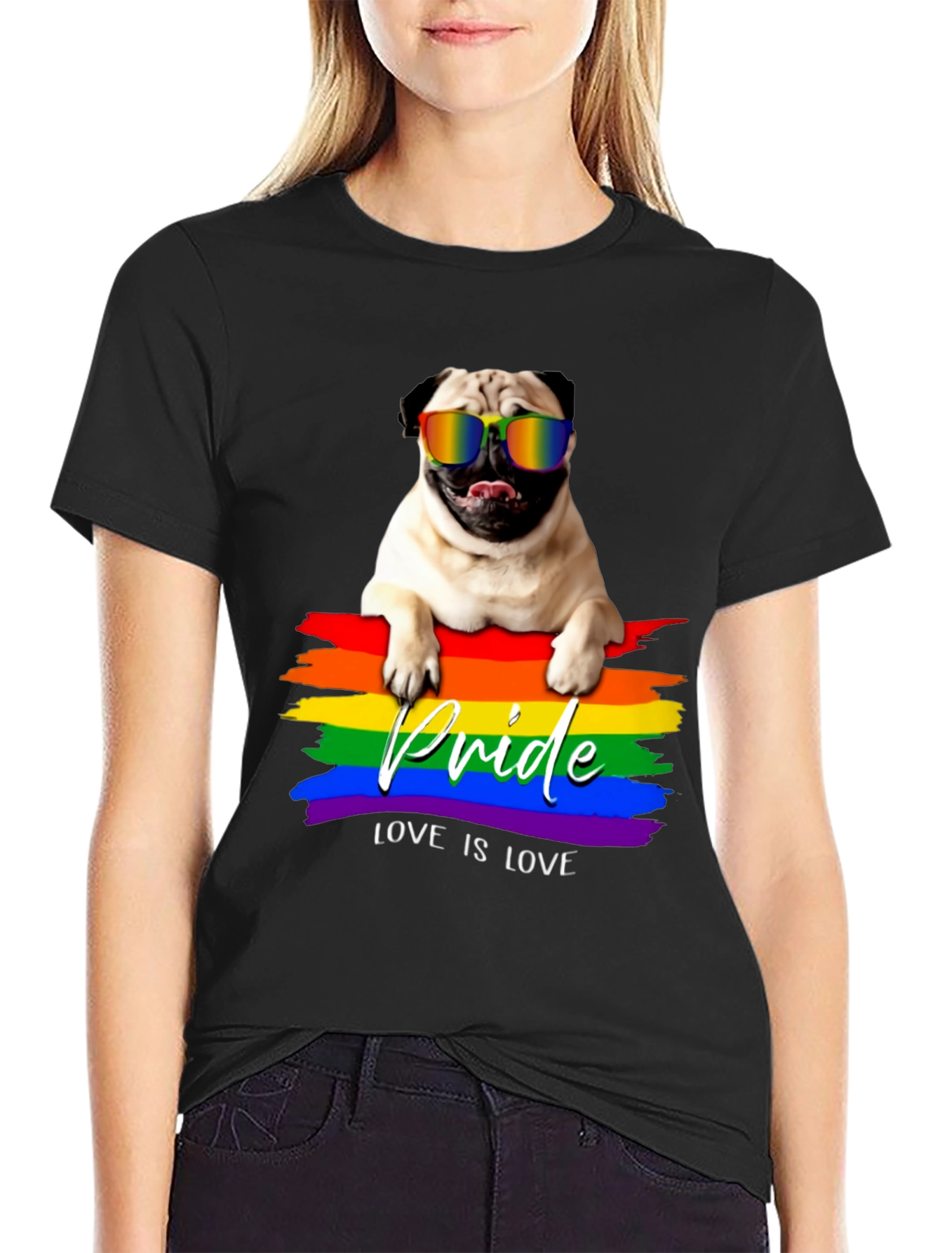 Pride Pug T-Shirt - Love is Love