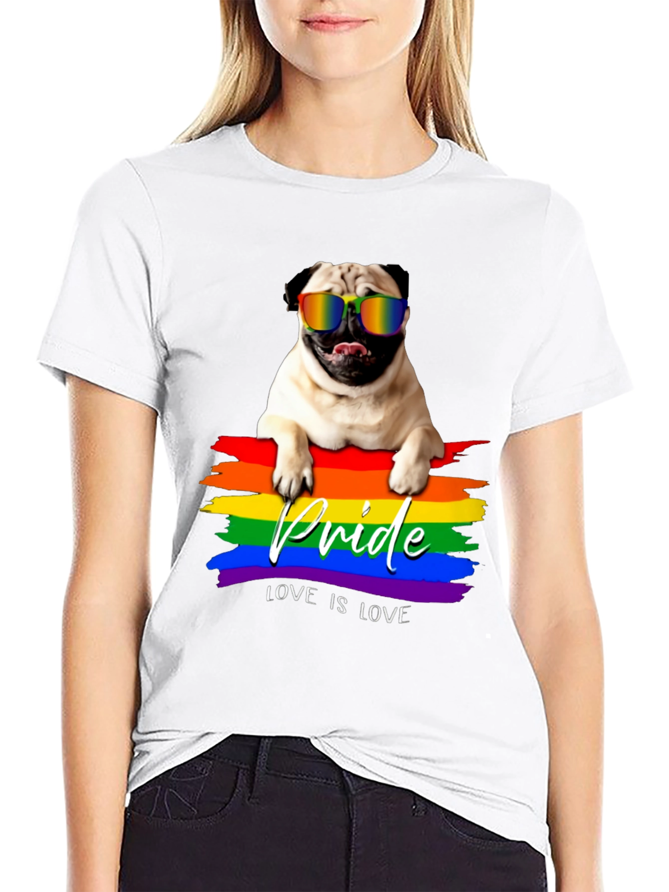 Pride Pug T-Shirt - Love is Love