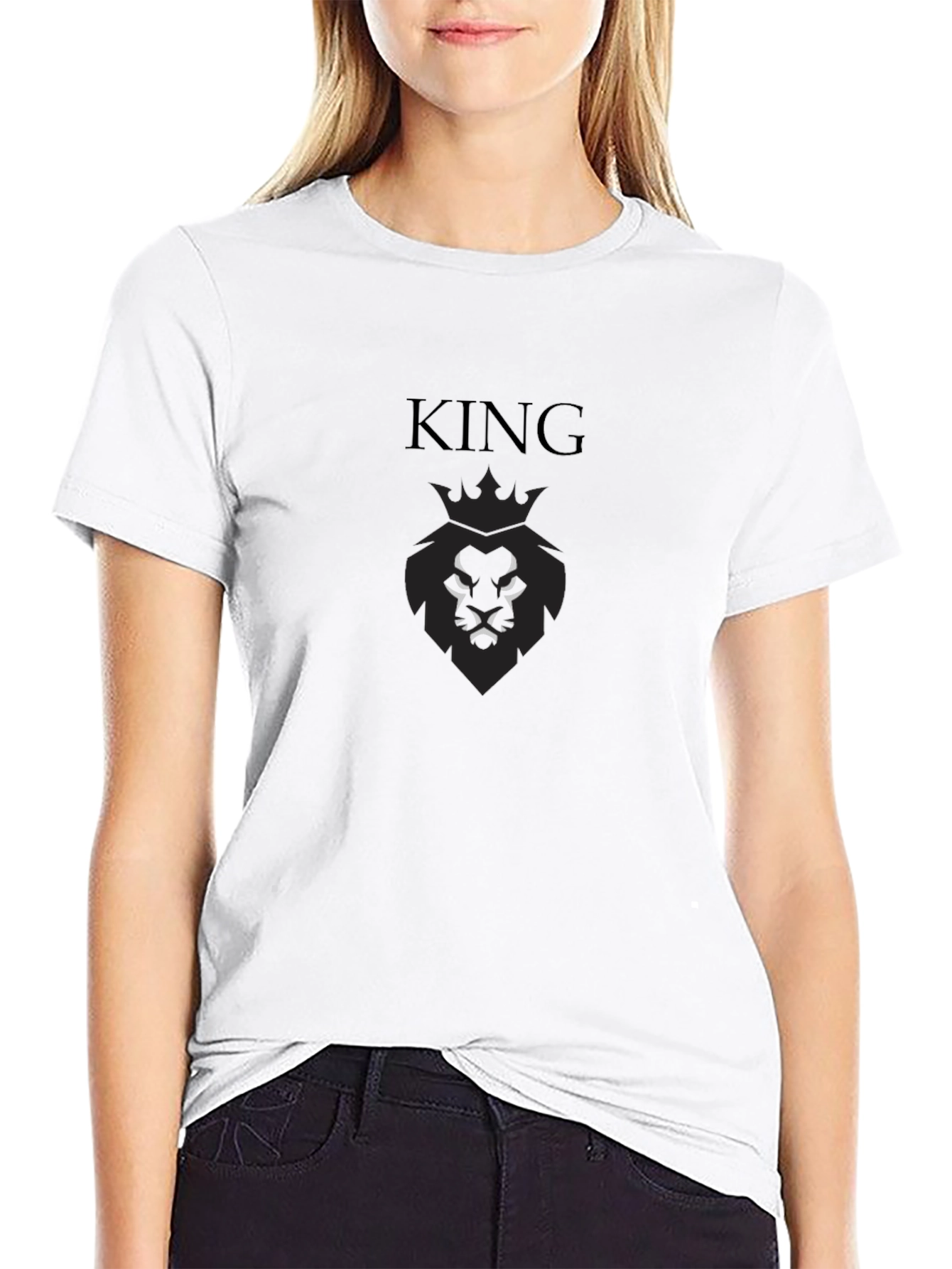 King Lion Crown Black Graphic T-Shirt