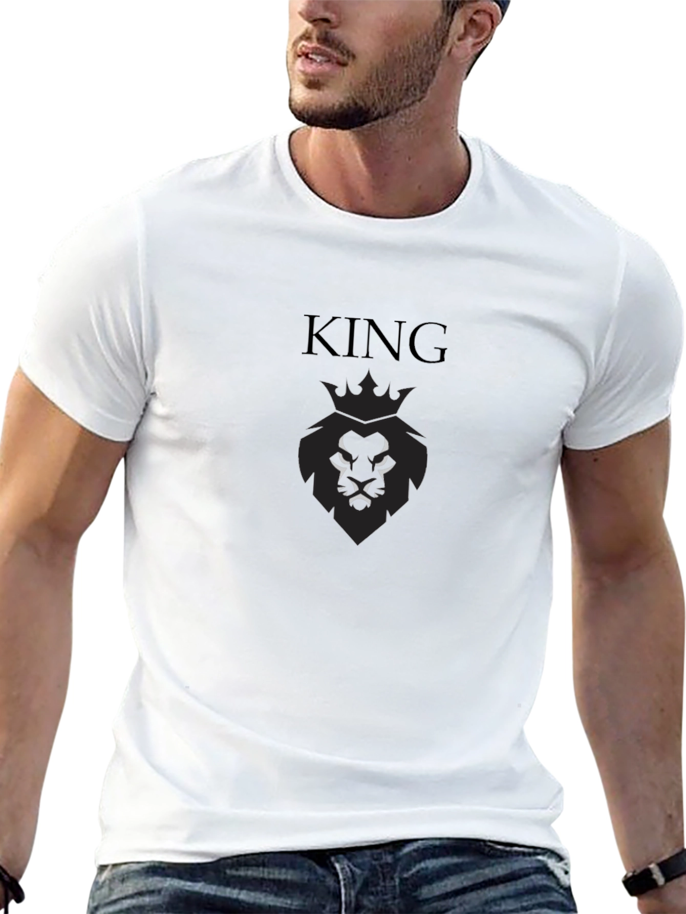 King Lion Crown Black Graphic T-Shirt