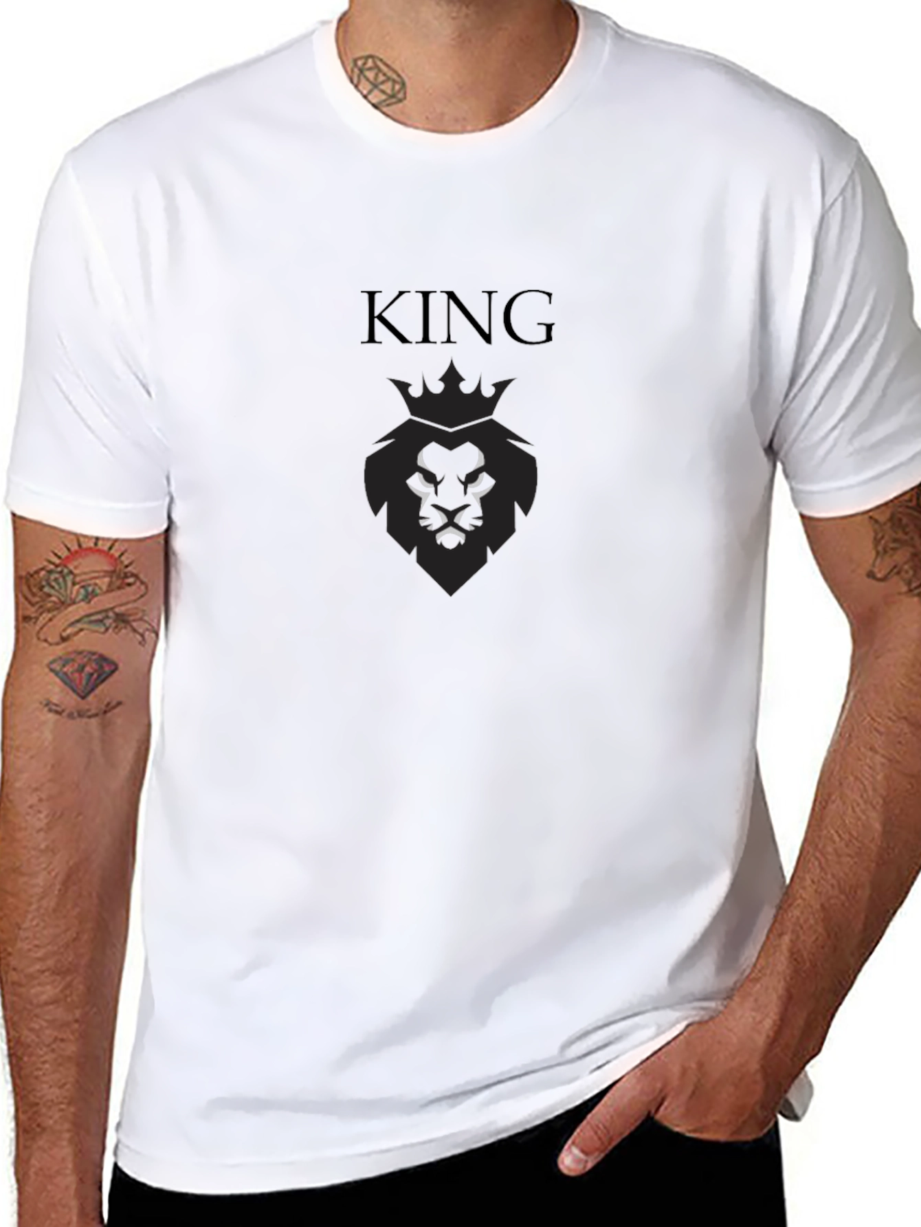 King Lion Crown Black Graphic T-Shirt