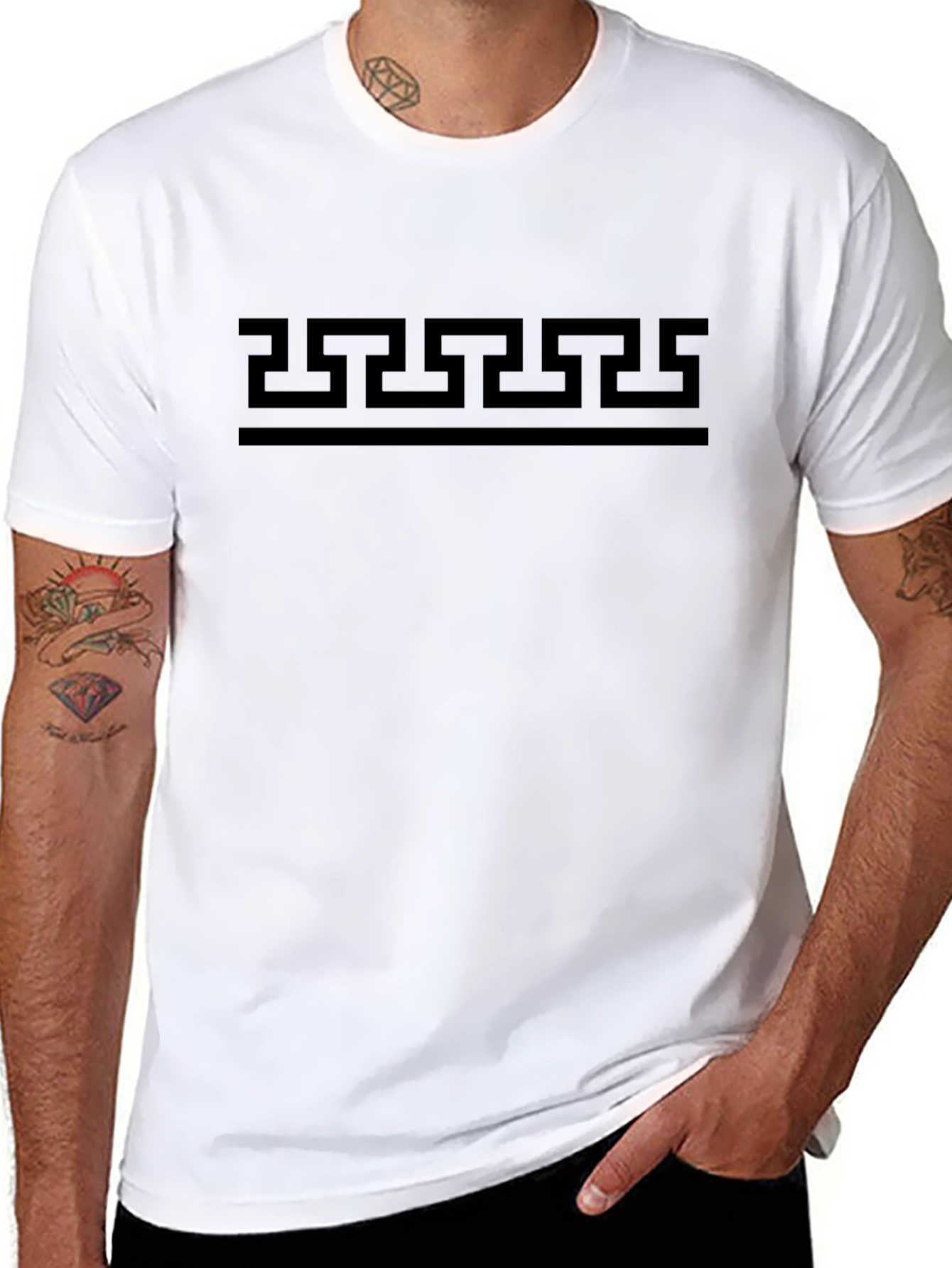 Greek Key Pattern Black T-Shirt