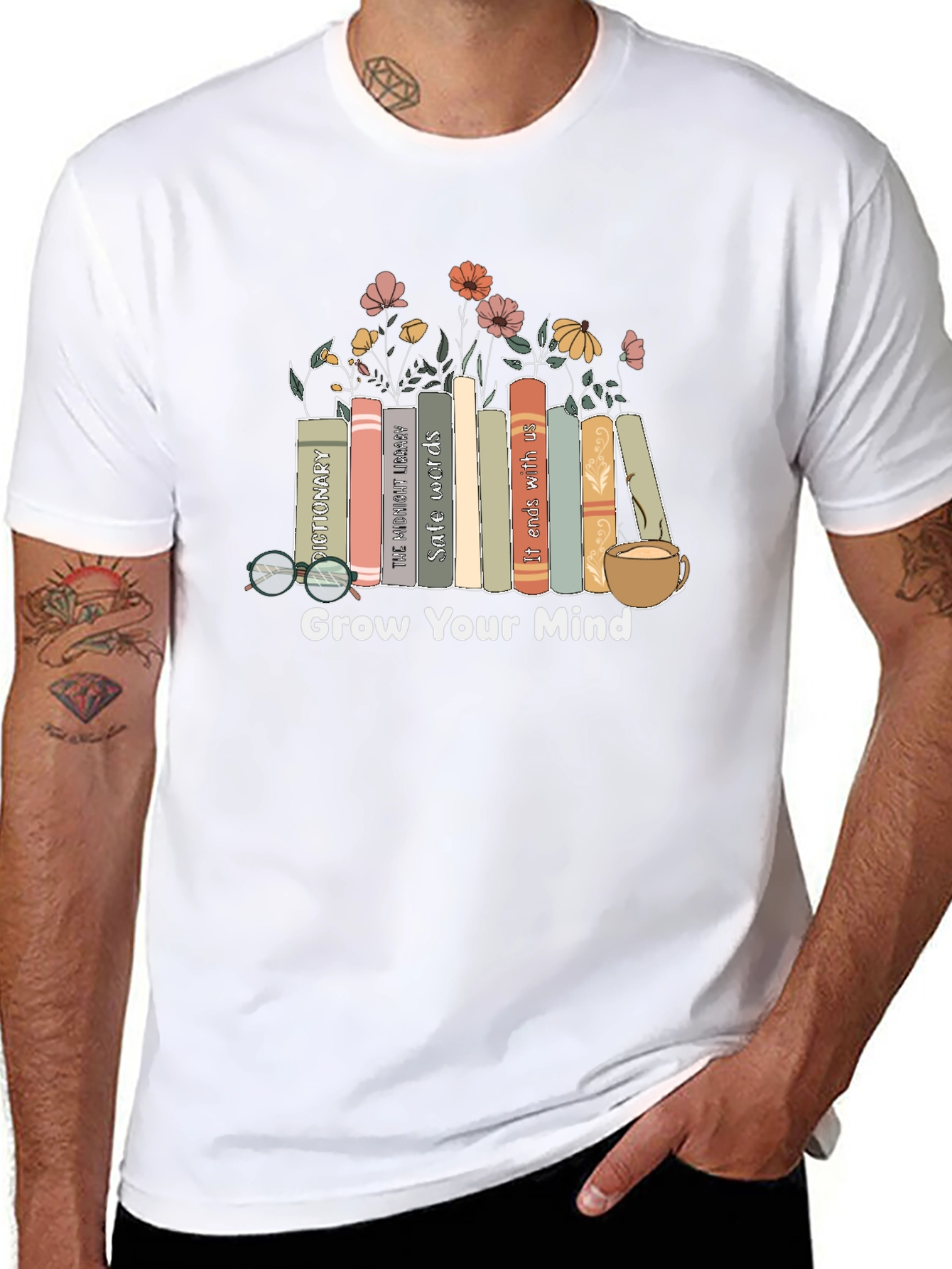 Grow Your Mind Books & Flowers Graphic Tee