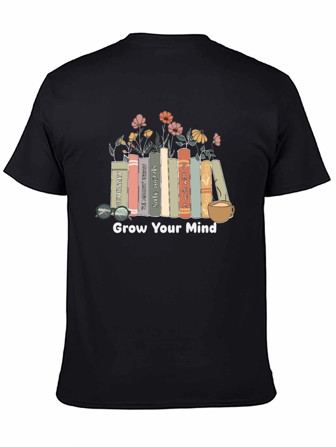 Grow Your Mind Books & Flowers Graphic Tee