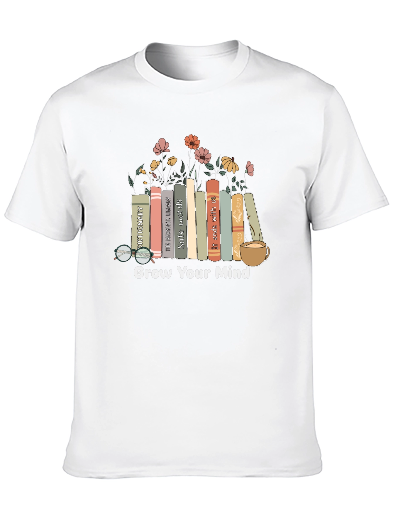 Grow Your Mind Books & Flowers Graphic Tee