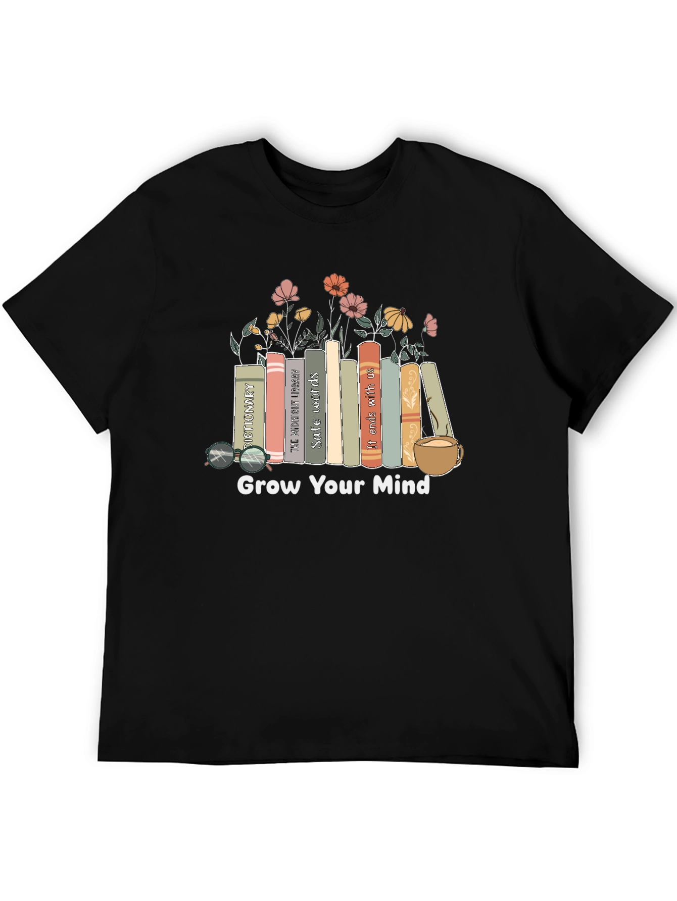 Grow Your Mind Books & Flowers Graphic Tee