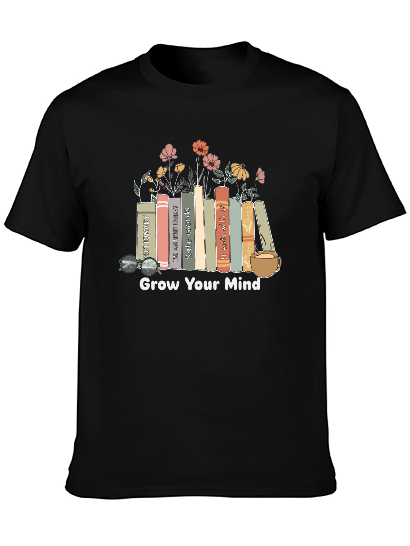 Grow Your Mind Books & Flowers Graphic Tee