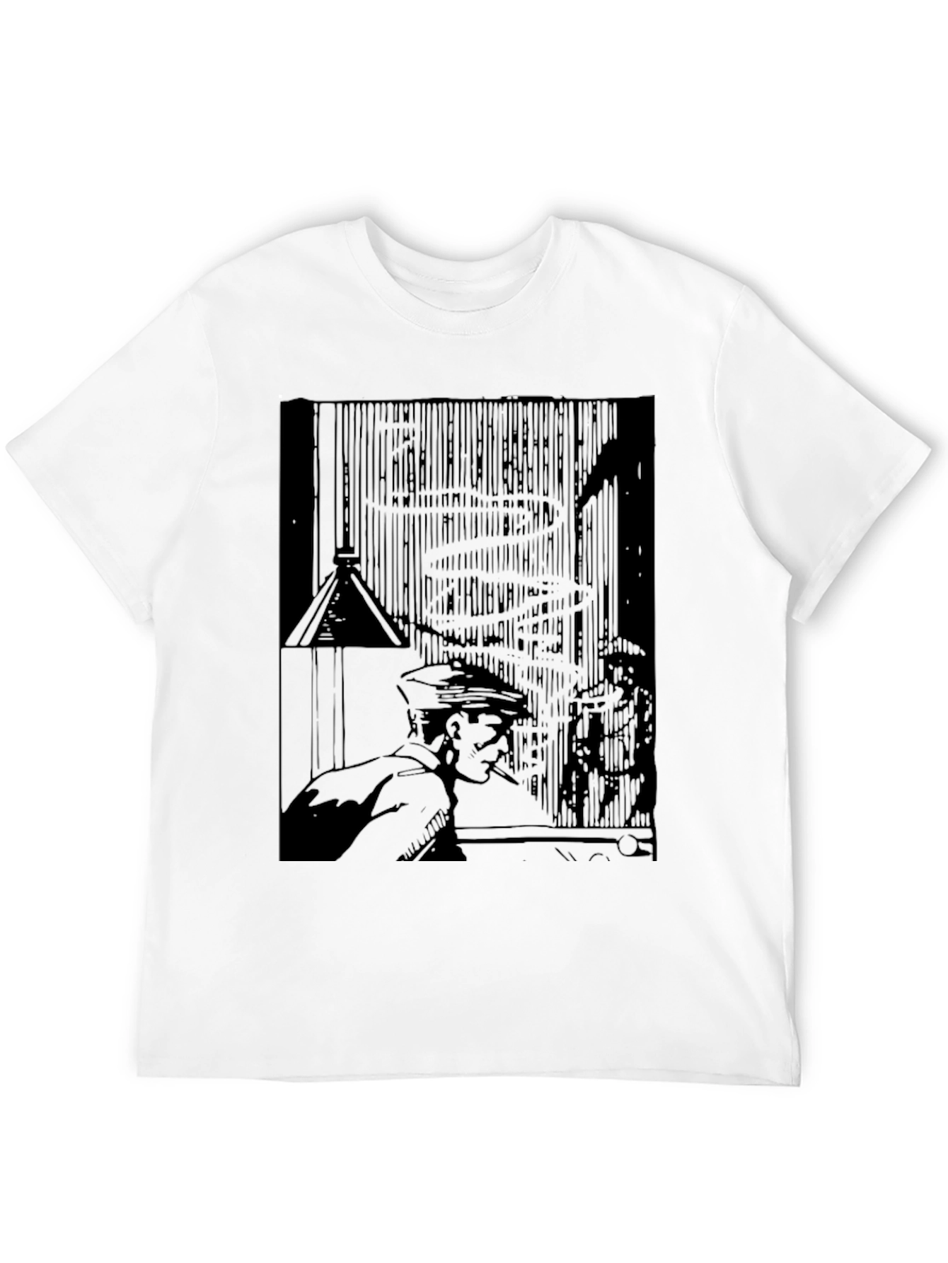 Noir Comic Style Graphic Print Black T-Shirt