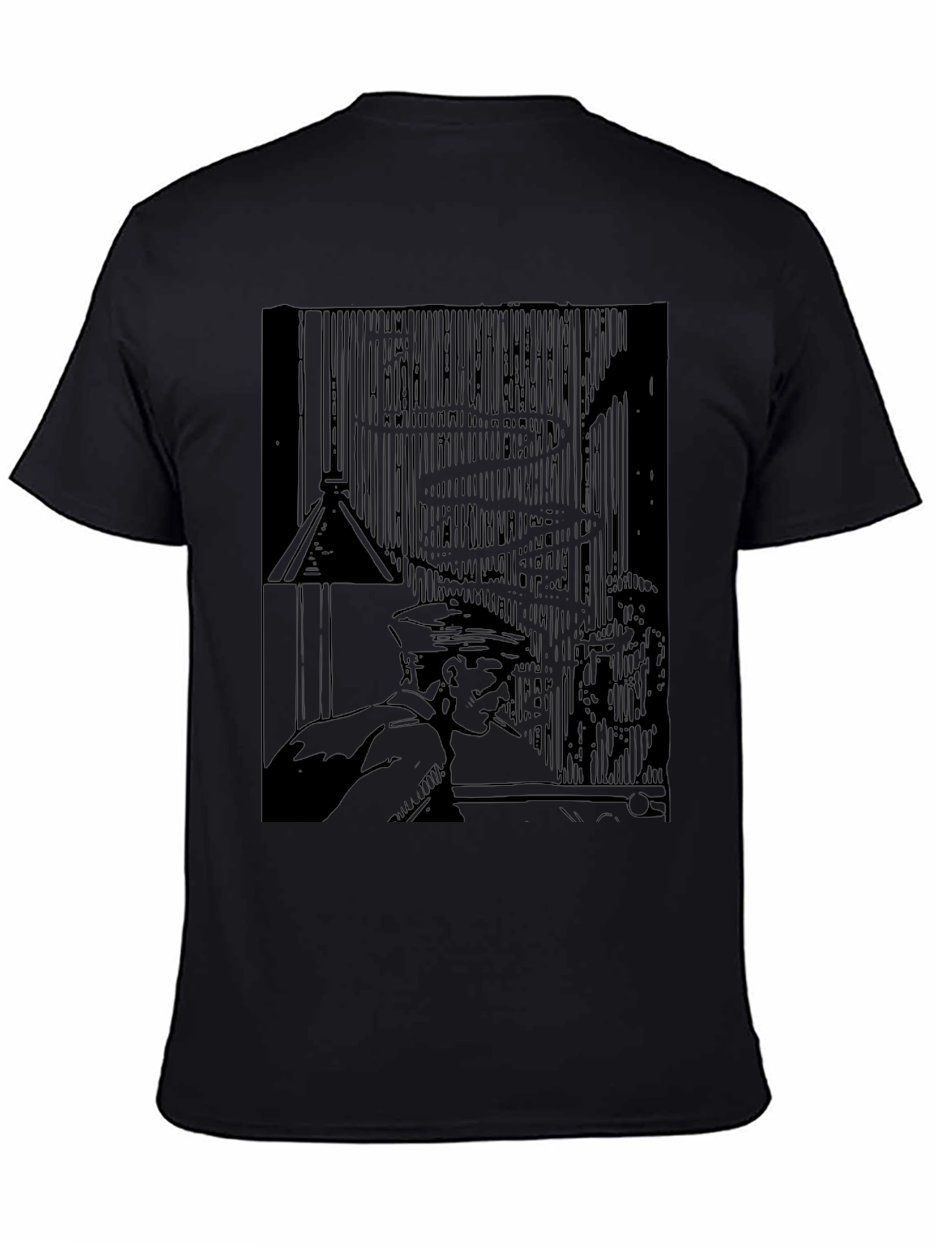 Noir Comic Style Graphic Print Black T-Shirt