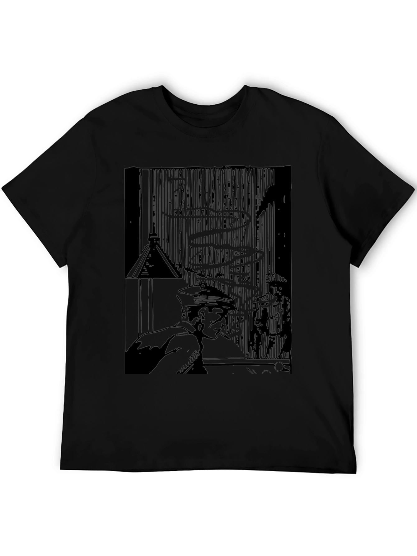 Noir Comic Style Graphic Print Black T-Shirt
