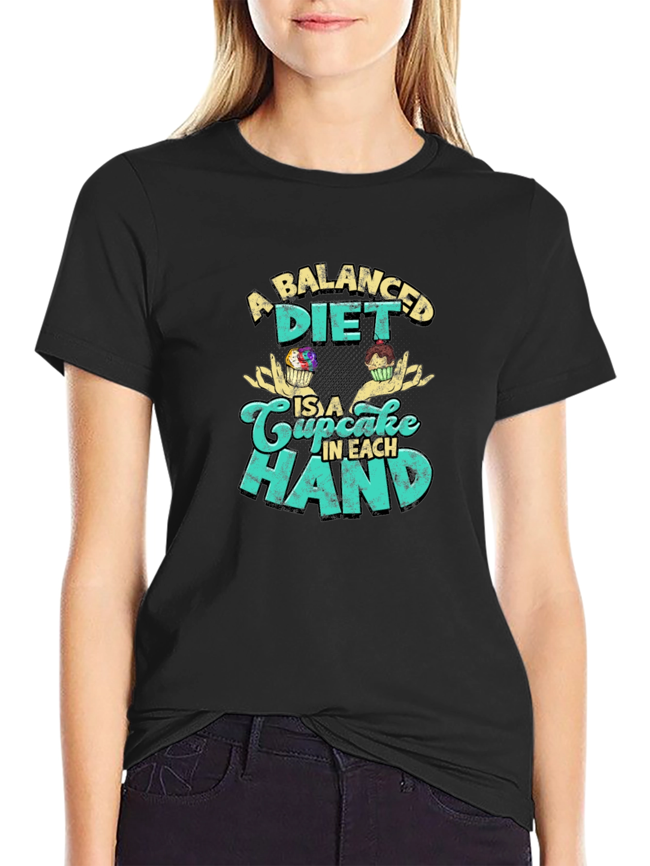 Balanced Diet Cupcake T-Shirt - Funny Foodie Tee