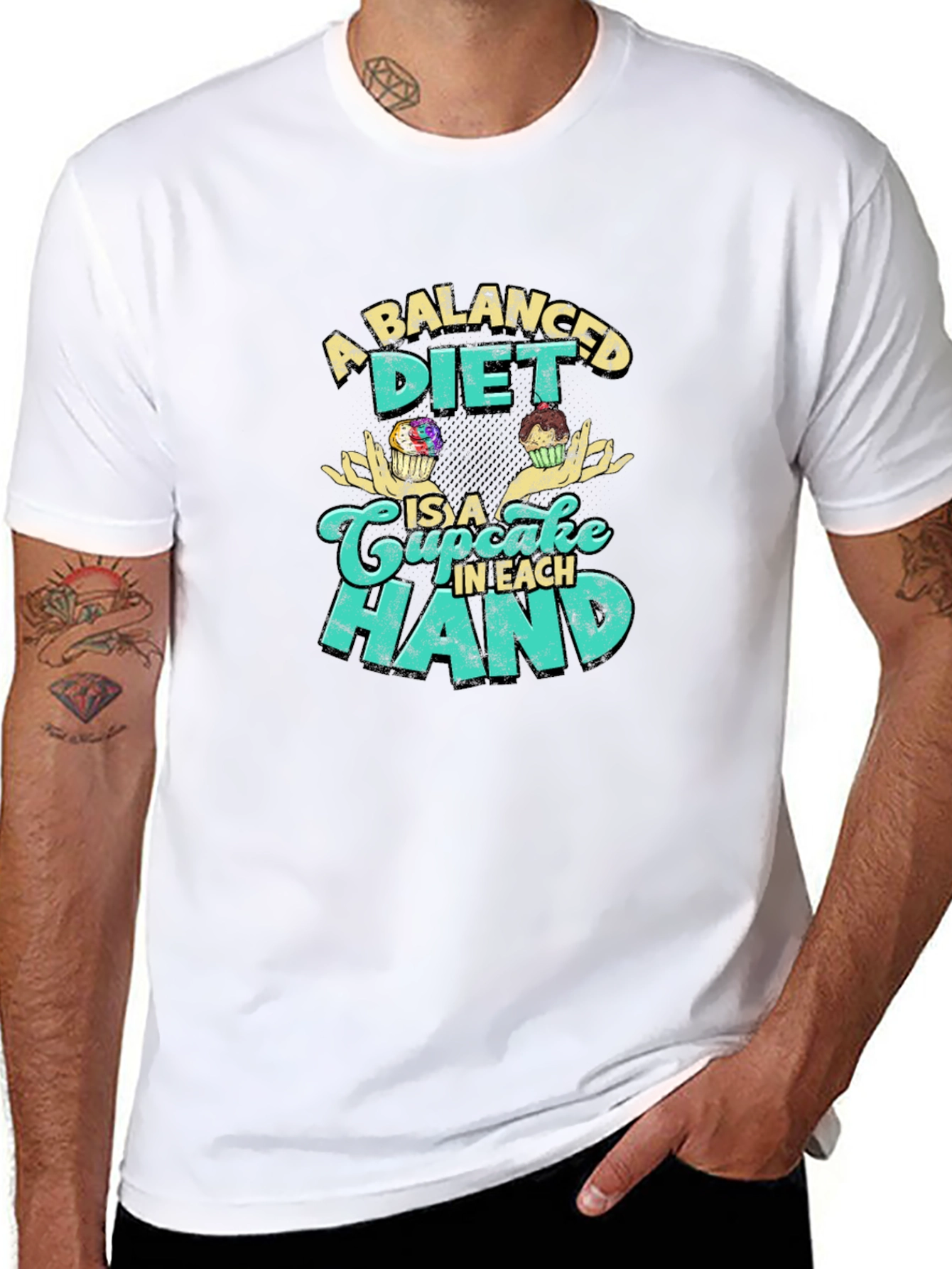 Balanced Diet Cupcake T-Shirt - Funny Foodie Tee