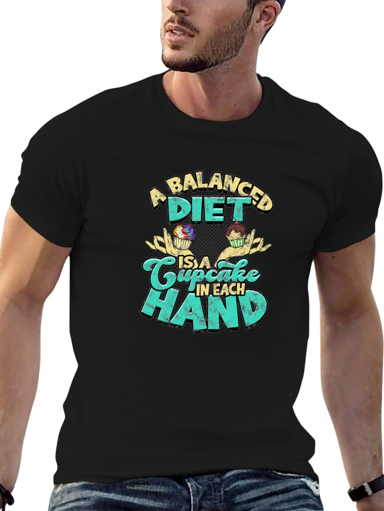 Balanced Diet Cupcake T-Shirt - Funny Foodie Tee