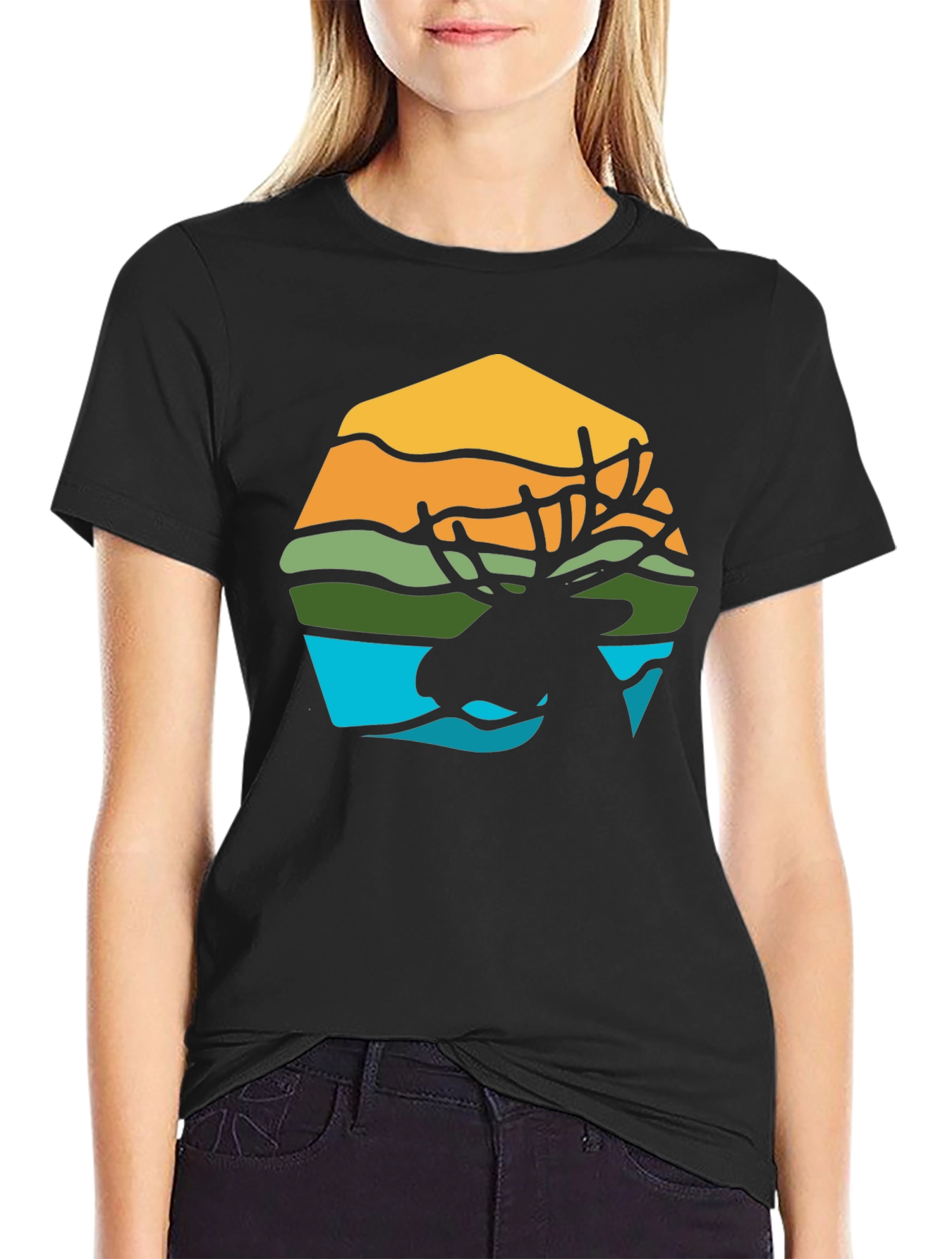 Moose Silhouette Graphic Tee - Nature Inspired Design