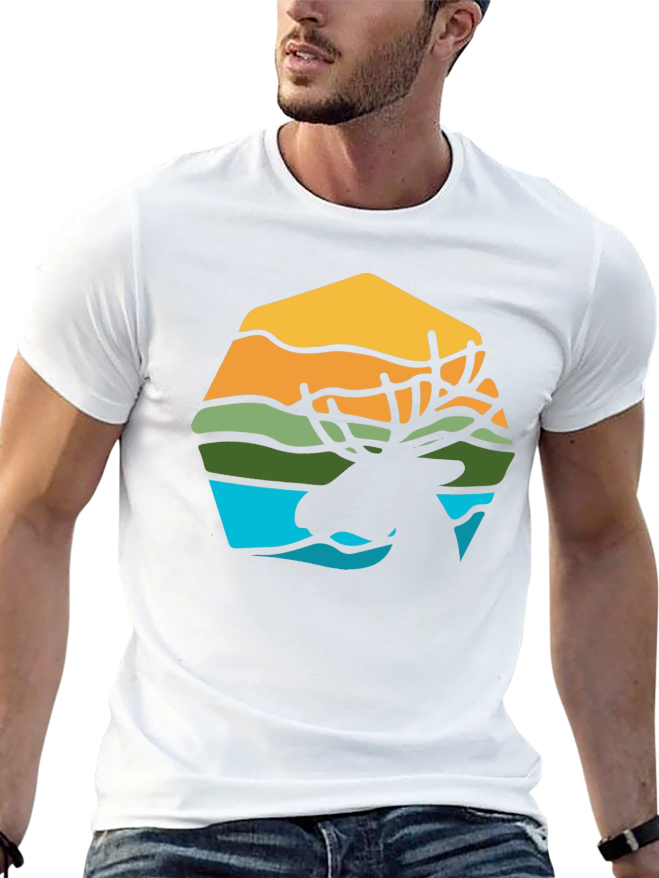 Moose Silhouette Graphic Tee - Nature Inspired Design