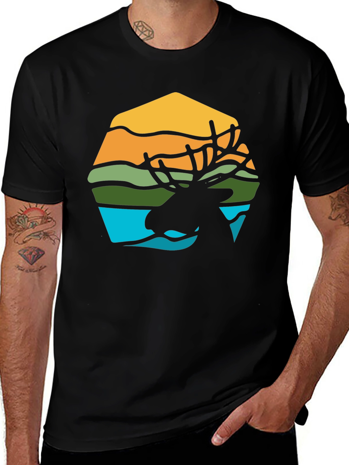 Moose Silhouette Graphic Tee - Nature Inspired Design