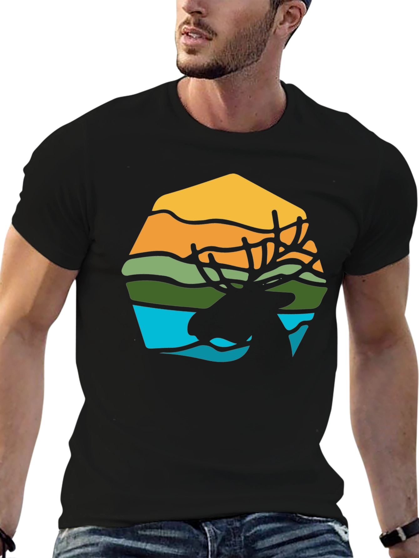Moose Silhouette Graphic Tee - Nature Inspired Design