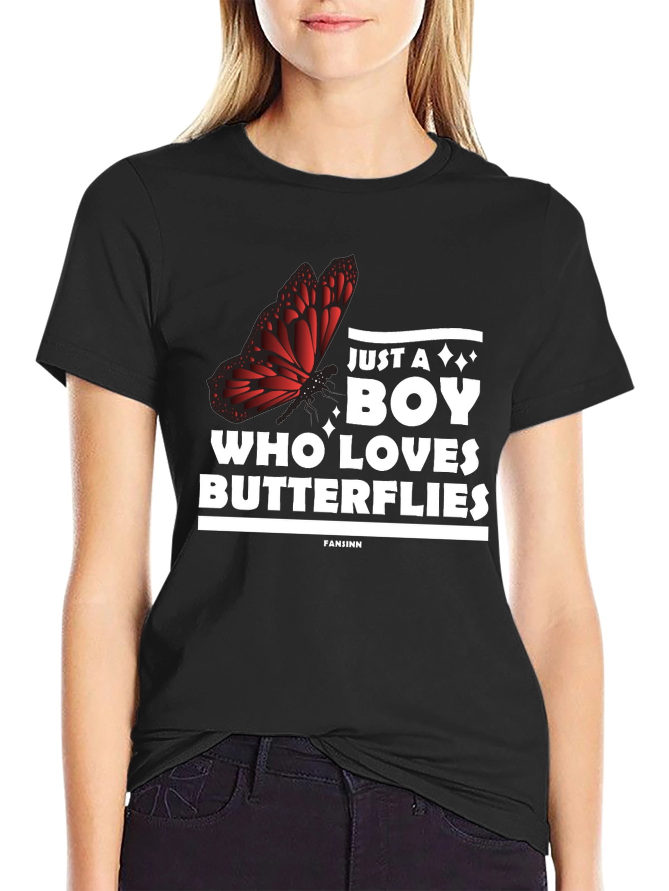 Boy Who Loves Butterflies Graphic Tee
