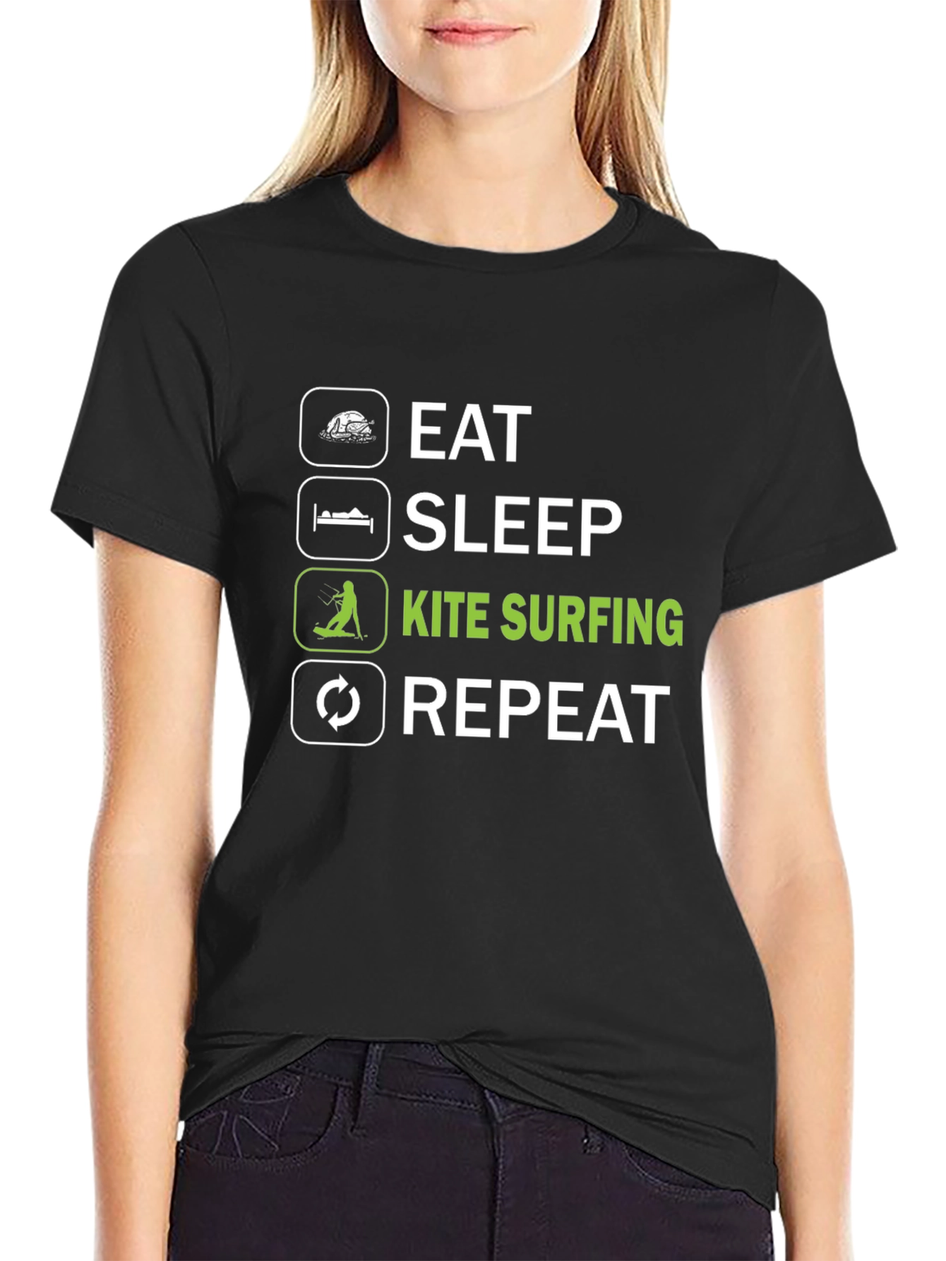 Eat Sleep Kite Surfing Repeat Graphic Tee