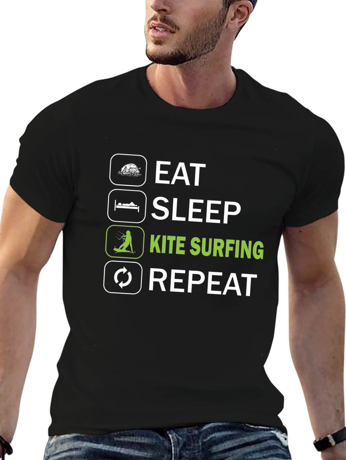 Eat Sleep Kite Surfing Repeat Graphic Tee