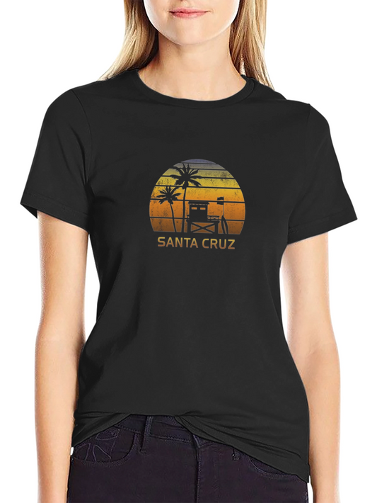 Santa Cruz Beach Sunset Graphic Tee - Black
