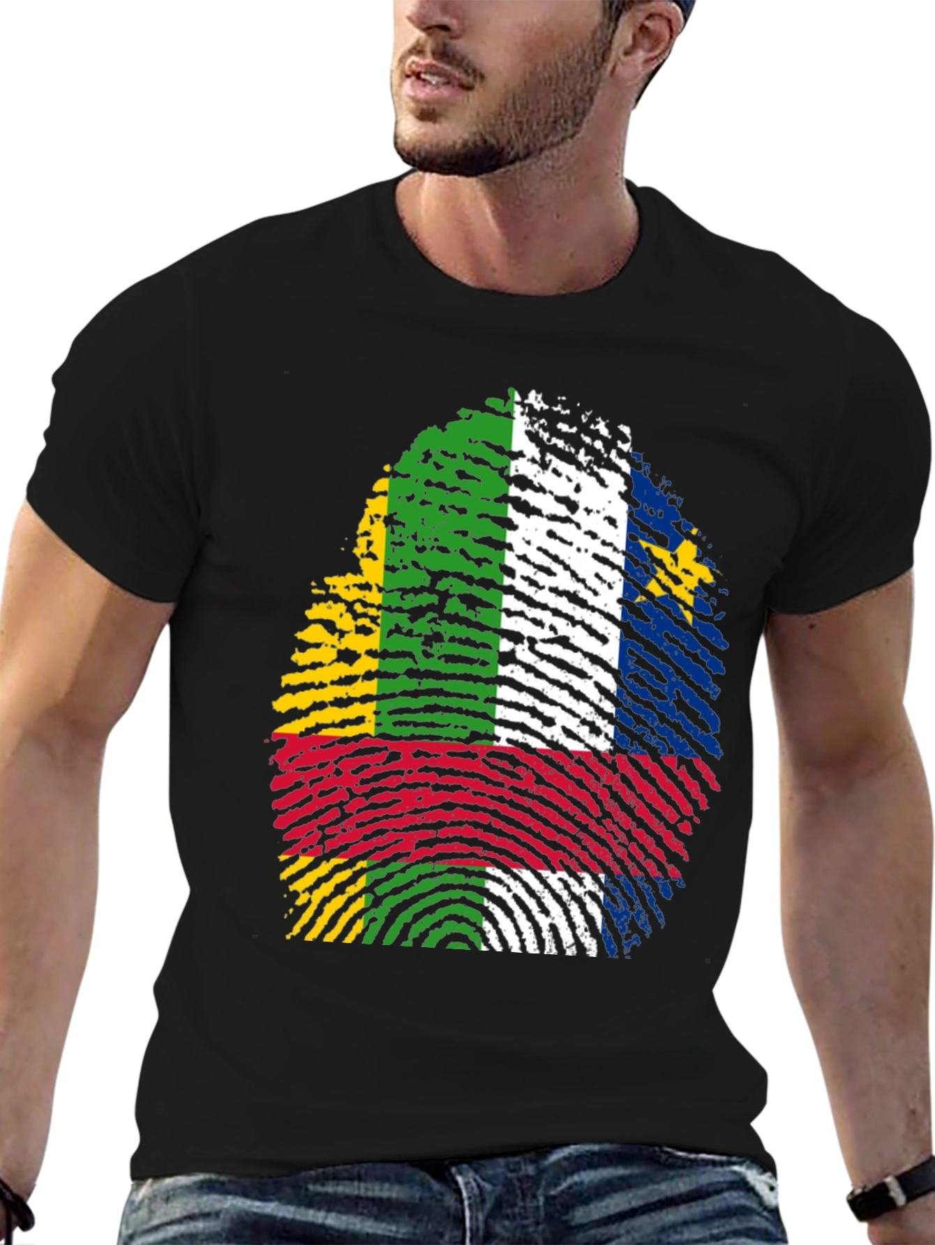 Central African Republic Flag Fingerprint T-Shirt