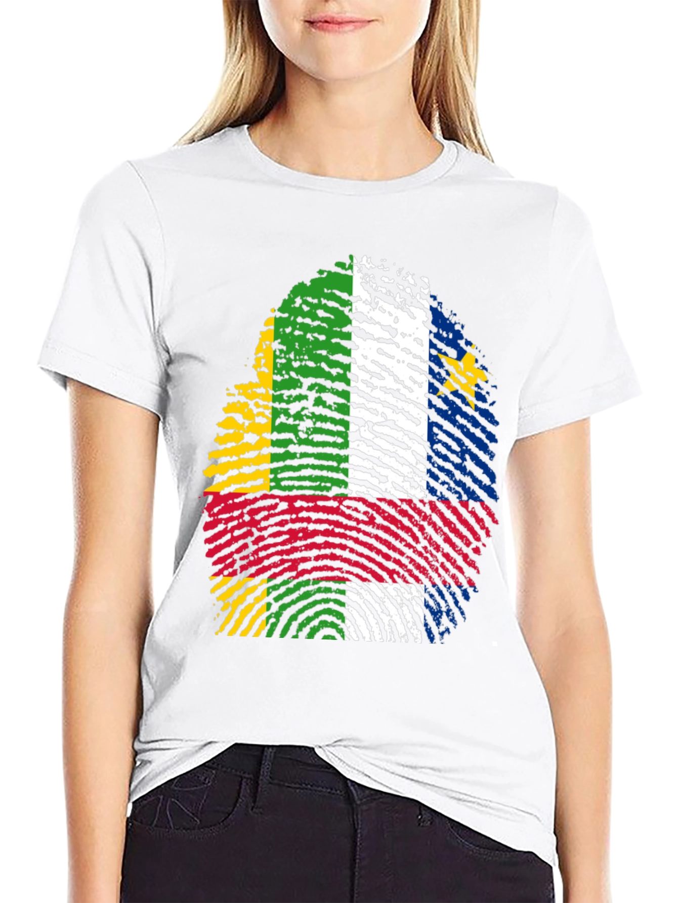 Central African Republic Flag Fingerprint T-Shirt