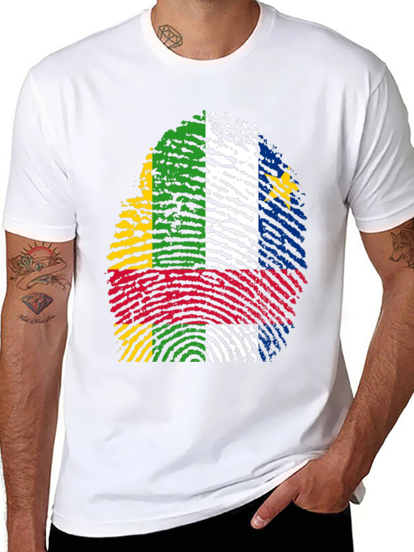 Central African Republic Flag Fingerprint T-Shirt