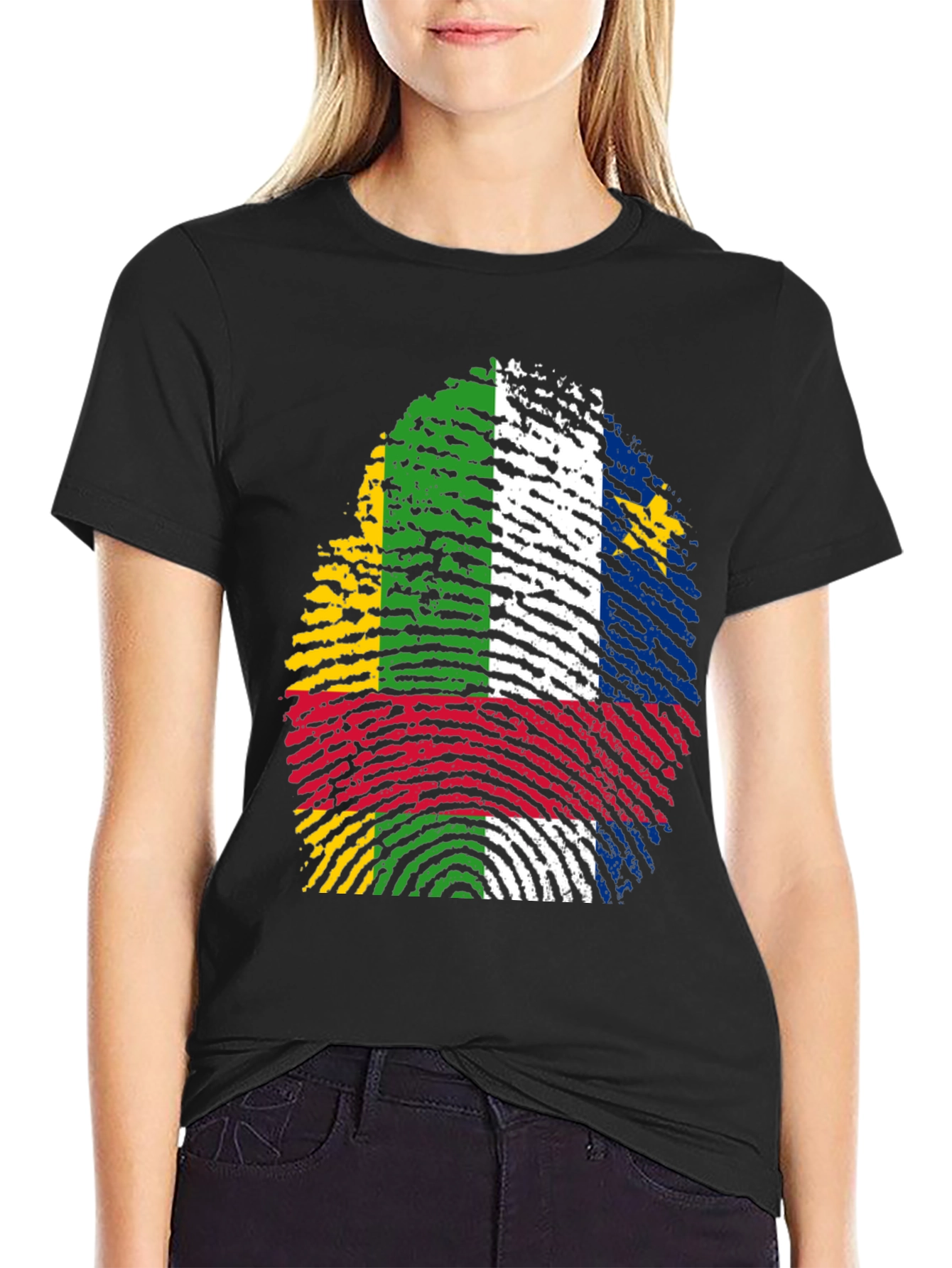 Central African Republic Flag Fingerprint T-Shirt