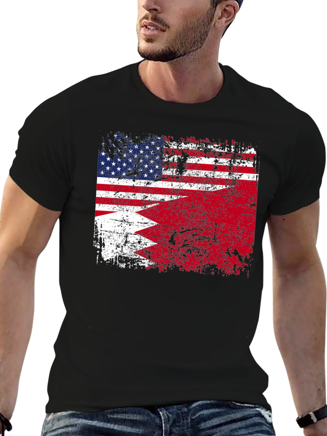 USA Bahrain Flag Graphic T-Shirt