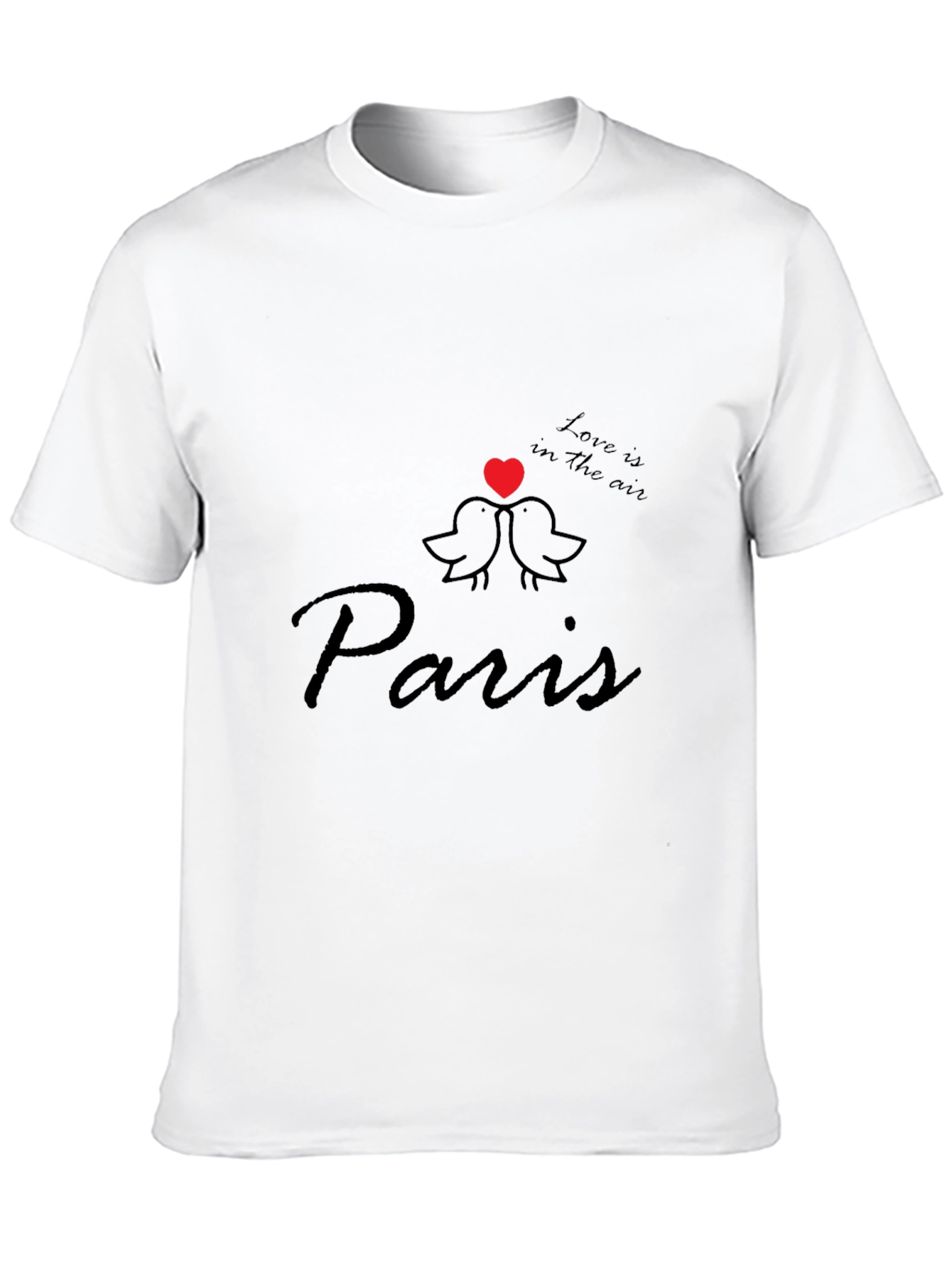 Paris Love Birds T-Shirt - Stylish Black Tee