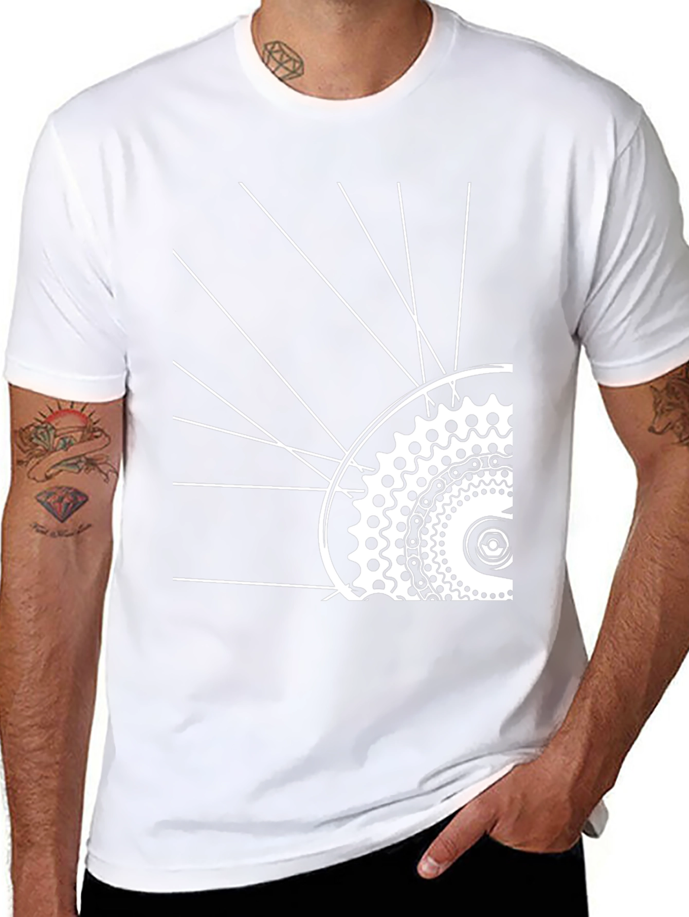 Cool Bike Wheel Graphic Tee - Black