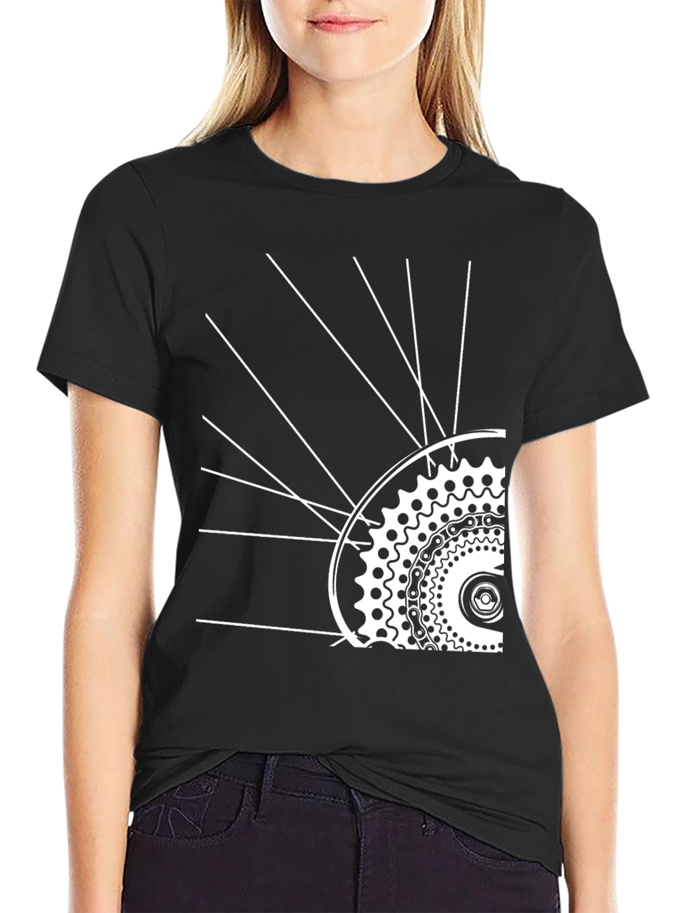 Cool Bike Wheel Graphic Tee - Black